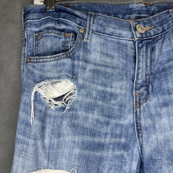 True Religion Cameron‎ Slim Boyfriend Patch Jeans Womens 29 Studded Distressed - Picture 7 of 16